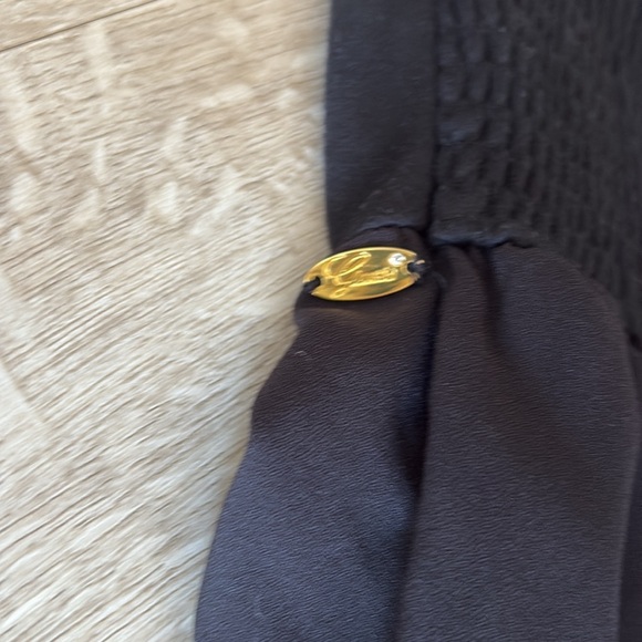 GUESS Black Jumpsuit Strapless Smoked Back Pockets Size Large - Picture 8 of 10